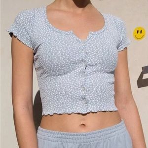 Brandy Melville Floral Zelly Ruffle Top